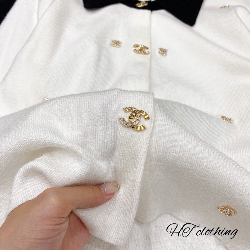 Áo len cổ bẻ đính đá tag chuẩn hình QCL1