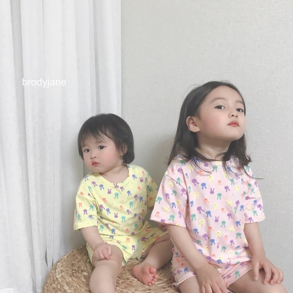 [SALE] Bộ Cộc Tay Cho Bé Trai, Bé Gái Minky Mom Vải Thun Lạnh Họa Tiết Tai Thỏ Dễ Thương, Bộ Quần Áo Trẻ Em MKM2136