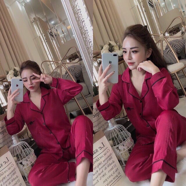 Đồ bộ pijama nữ vải phi lụa mặc nhà cực xinh 153