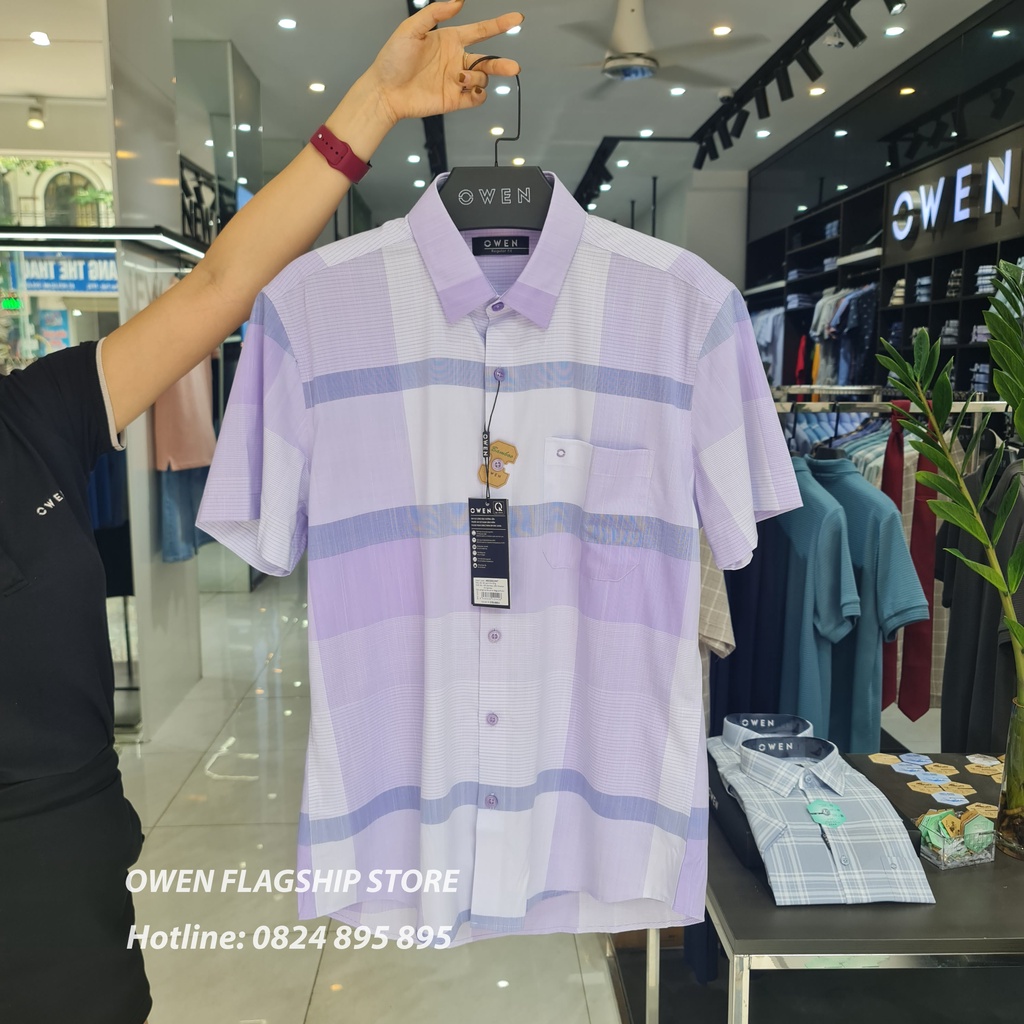 OWEN  Áo Sơ mi nam cộc tay dáng REGULAR sợi Tre - Mã  AR220015NT