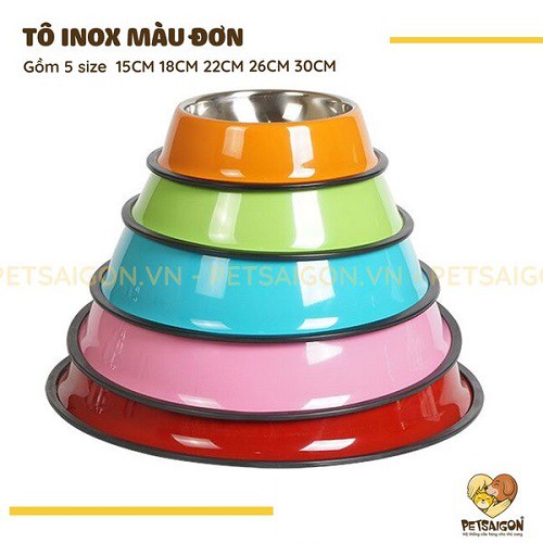 TÔ INOX MÀU ĐƠN DÀNH CHO CHÓ MÈO