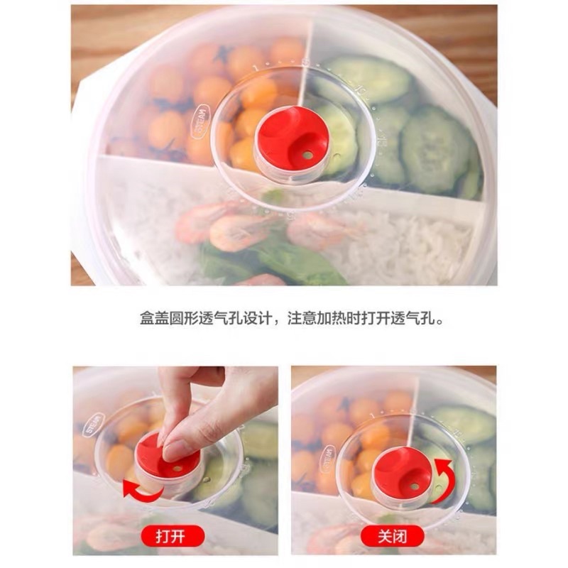 Hộp Cơm 3 Ngăn Chịu Nhiệt Dùng Lò Vi Sóng Hâm Nóng Cam Homeware