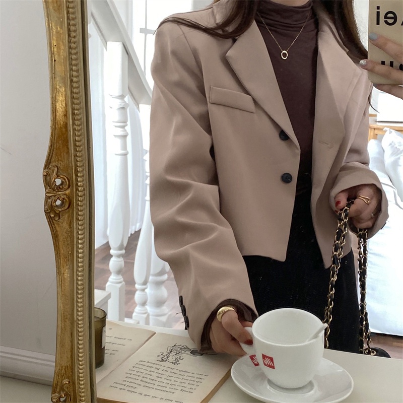 Áo khoác lửng XIAOZHAINV cổ chữ V phong cách Hàn Quốc thời trang cho nữ 4 màu tùy chọn | BigBuy360 - bigbuy360.vn