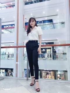 Quần vải baggy than, đen