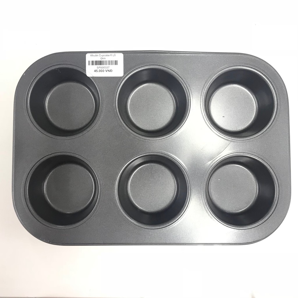 Khuôn cupcake 6 lỗ đen - khay nướng cupcake 6 lỗ