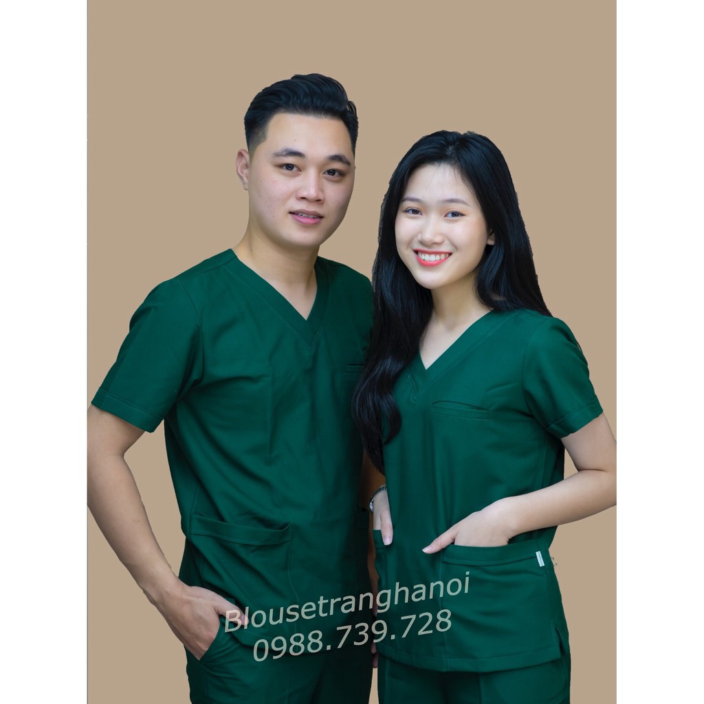 [Hàng cao cấp] Bộ Scrubs, Quần áo Bác sĩ , quần áo phẫu thuật, quần áo phòng mổ - Blouse trắng Hà Nội