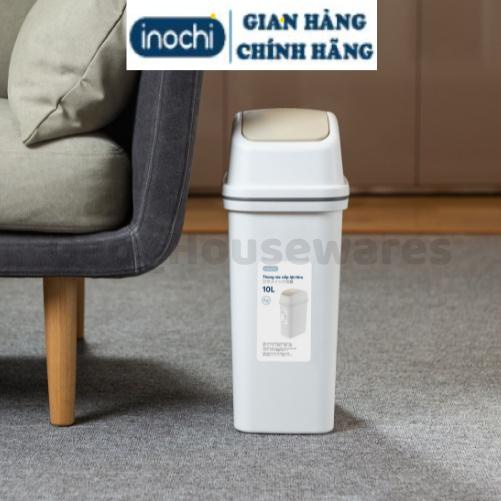 [FreeShip] Thùng rác nắp lật 15L (có lõi) inochi, nhựa nguyên sinh, ngăn mùi hôi, kháng khuẩn - Giao màu ngẫu nhiên