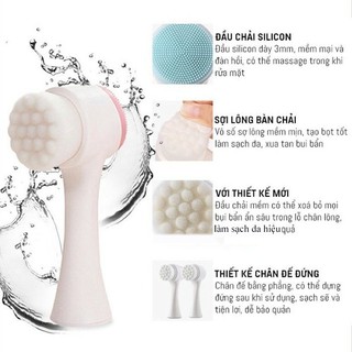 Cọ Massage Rửa Mặt 2 Đầu 3D Gai Silicon