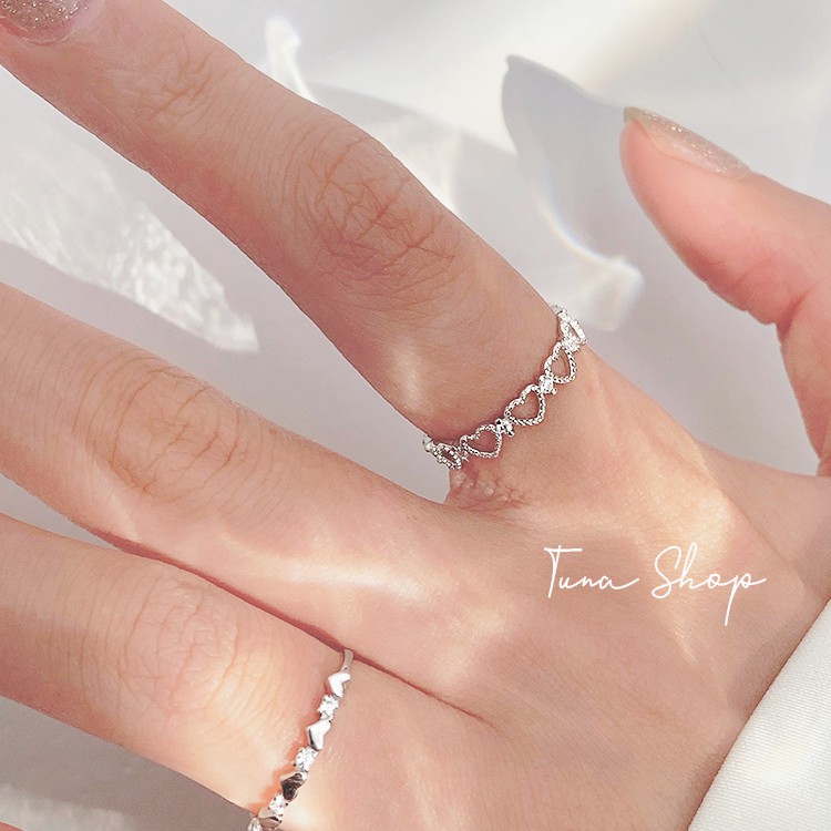 Nhẫn Bạc cao cấp hình trái tim, Nhẫn bạc nữ xinh đơn giản  TUNA SILVER Trang sức Bạc 𝑨̉𝒏𝒉 𝒕𝒉𝒂̣̂𝒕 𝑪𝒂𝒎 𝒌𝒆̂́𝒕 𝒄𝒉𝒖𝒂̂̉𝒏 𝑩𝒂̣𝒄