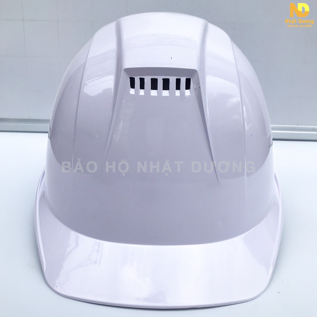 Mũ bảo hộ lao động COV A001 có lỗ thoát khí, Nón bảo hộ lao động thông hơi lót xốp màu trắng