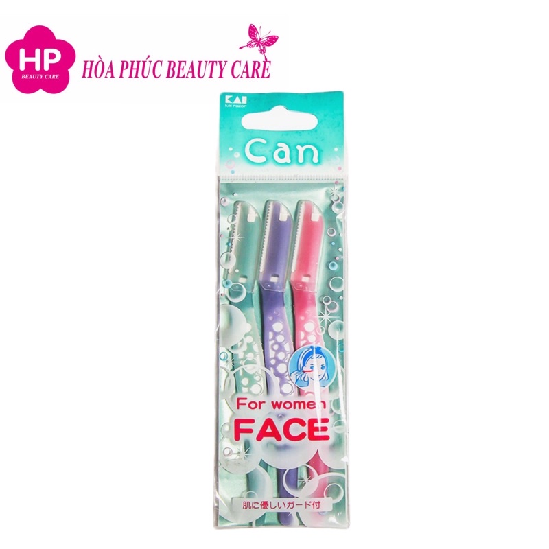 Dao Cạo Lông Mặt Cán Dài Kai Razor Can Face 017811Q Dành Cho Nữ (Set 3 Cây)