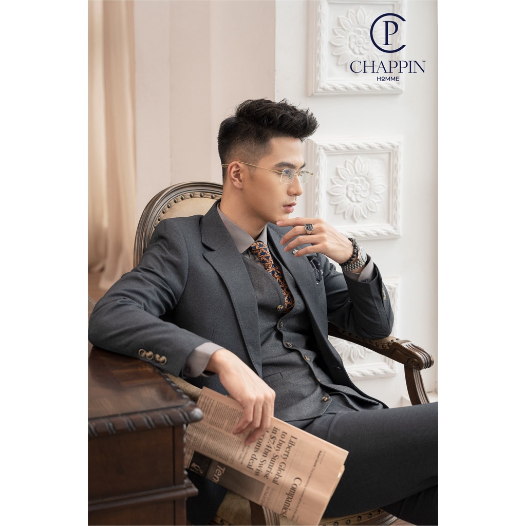 Bộ Vest Comlê màu xám 2 cúc from dáng lịch sự, lịch lãm, sang trọng