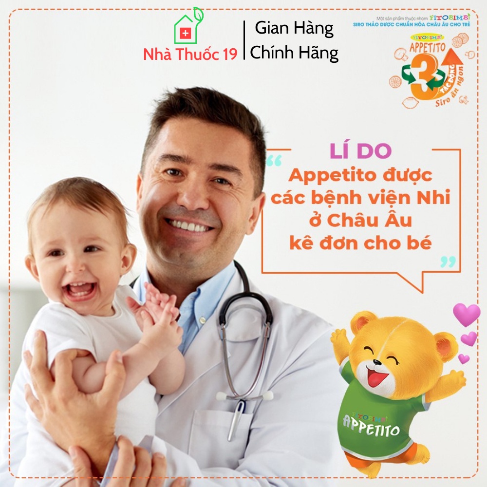 Fitobimbi Appetito Siro ăn ngon từ thảo dược Châu Âu Giảm biếng ăn cho bé Giúp bé hấp thu dinh dưỡng hiệu quả (Lọ 200ml)