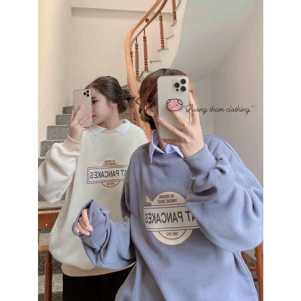Áo Sweater Nỉ EAT PANCAKE Ulzang Samsam4896