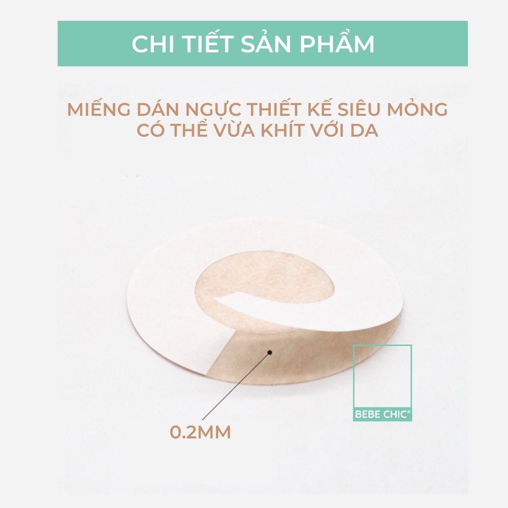 Túi 10 miếng dán ti giấy hình hoa hình tròn satin cao cấp BEBECHIC