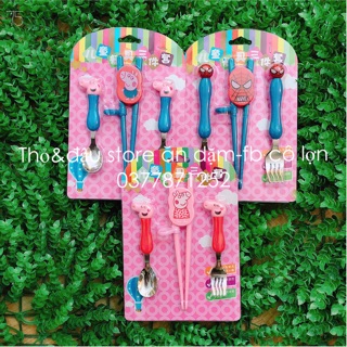 Set thìa dĩa đũa peppa pig cho bé