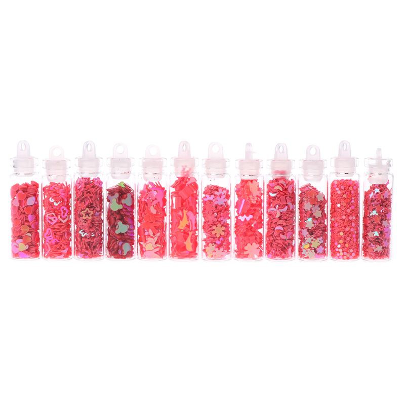 (Hàng Mới Về) Set 12 Lọ Gel Kim Tuyến Hỗ Trợ Trang Trí Móng Diy