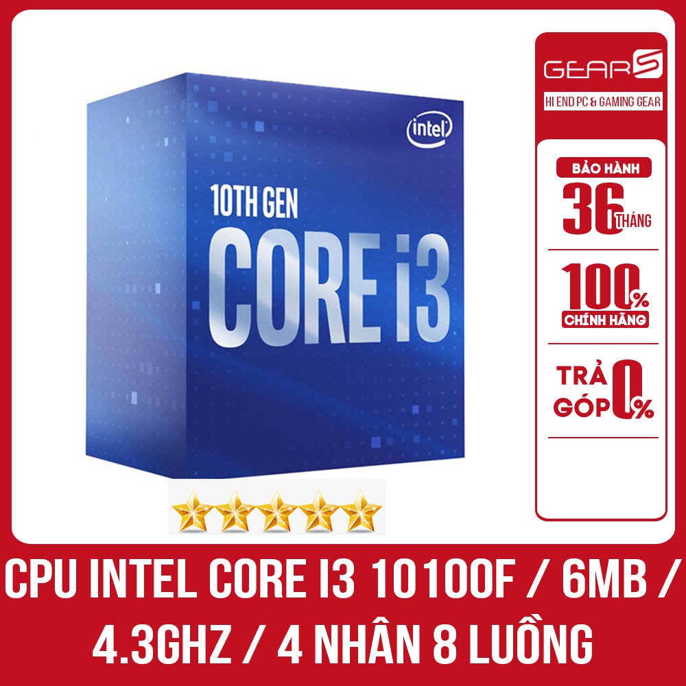 CPU Intel Core i3 10100F / 6MB / 4.3GHZ / 4 nhân 8 luồng - Bảo hành 36 Tháng Full box nhập khẩu