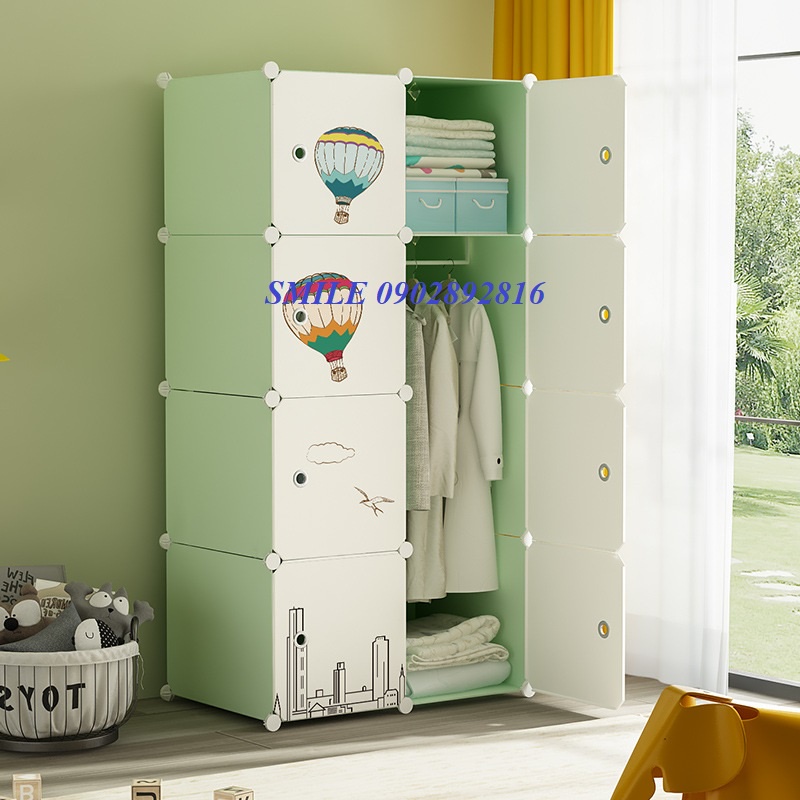 {TẶNG BÚA GỖ MINI} Tủ Nhựa Lắp Ghép Đa Năng 8 Ô Để Đồ Dùng Cá Nhân, Để Quần Áo - Bảo hành 1 năm