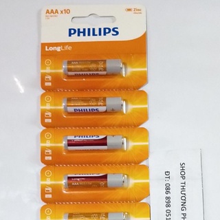 Pin Philips AAA R03 MICRO 1.5V (R03L10S/97 Zinc chloride): Vĩ 10 Viên