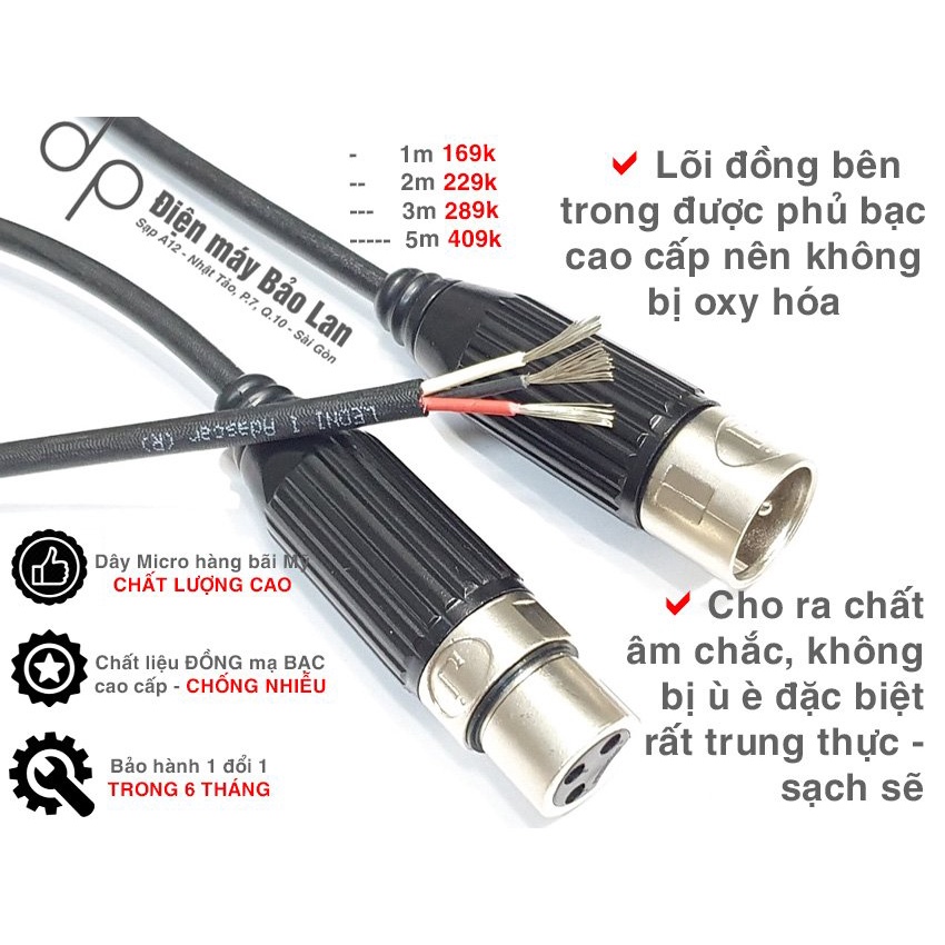 Dây Canon Đực Cái, Hàng Bãi USA, Chống Nhiễu Cao Cấp, Bảo Hành 6 Tháng