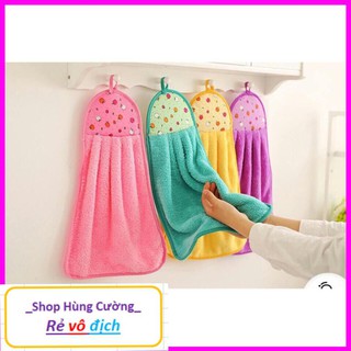 Khăn lau tay nhà bếp có móc treo size lớn. Tặng kém 1 móc dính trong