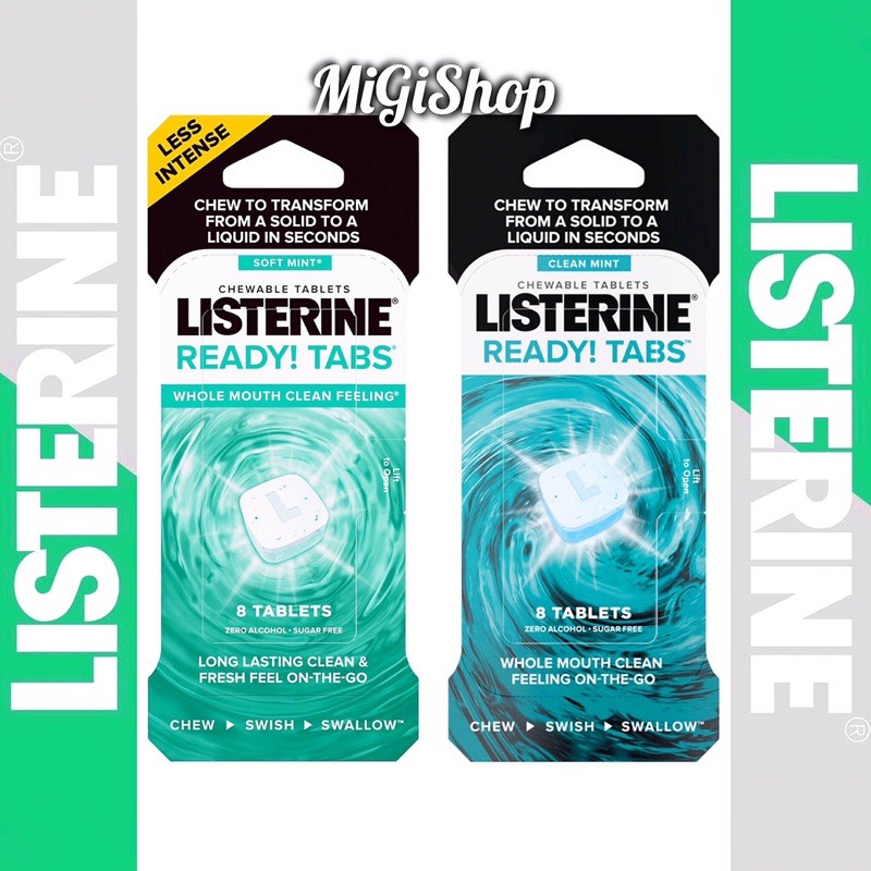 [Hàng Mỹ] Viên Ngậm Làm Sạch Và Thơm Miệng Listerine Ready Tabs (1 vỉ 8 viên)