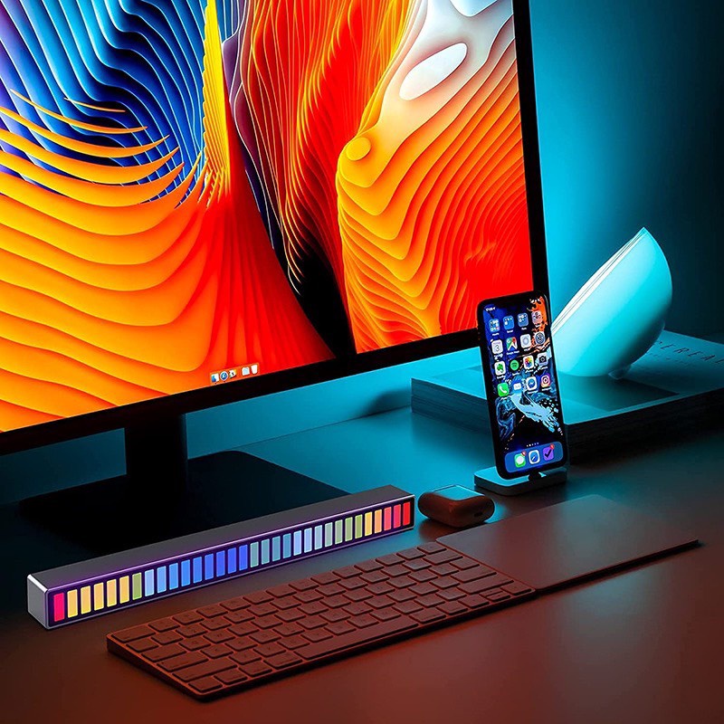 Đèn led thanh RGB cảm âm đổi màu theo giọng nói nháy theo nhạc dòng cao cấp dùng điện thoại điều chỉnh