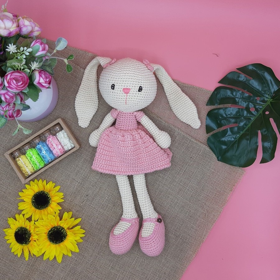 Thỏ Anna bông móc len handmade cao cấp Amigurumi - SP000282