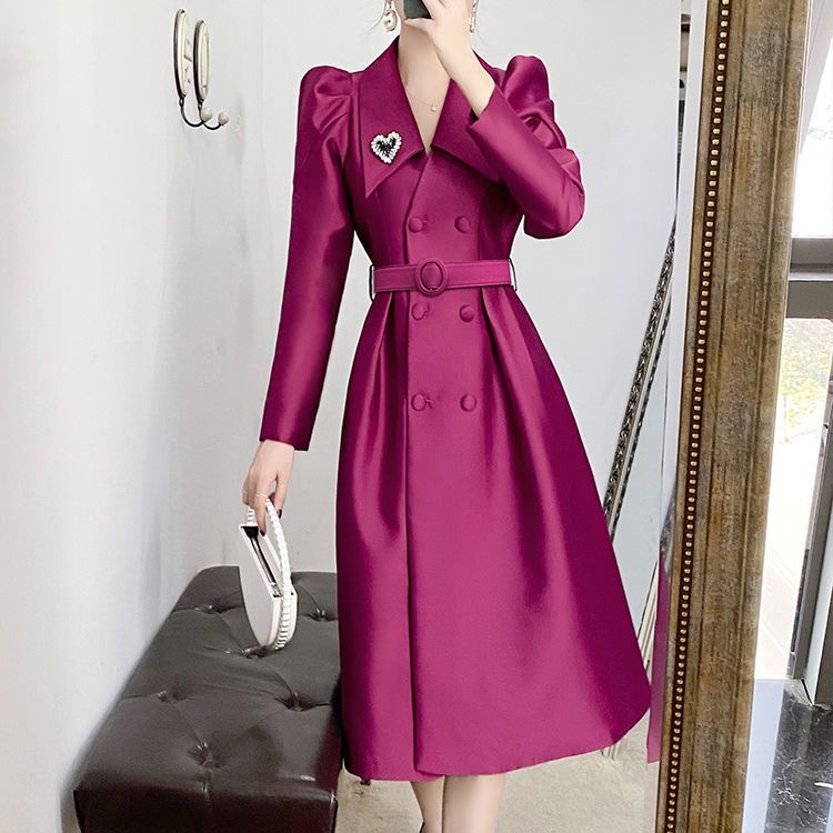 Đầm Cổ Vest Tay Dài Ôm Eo Thời Trang Mùa Xuân 2022 Cho Nữ