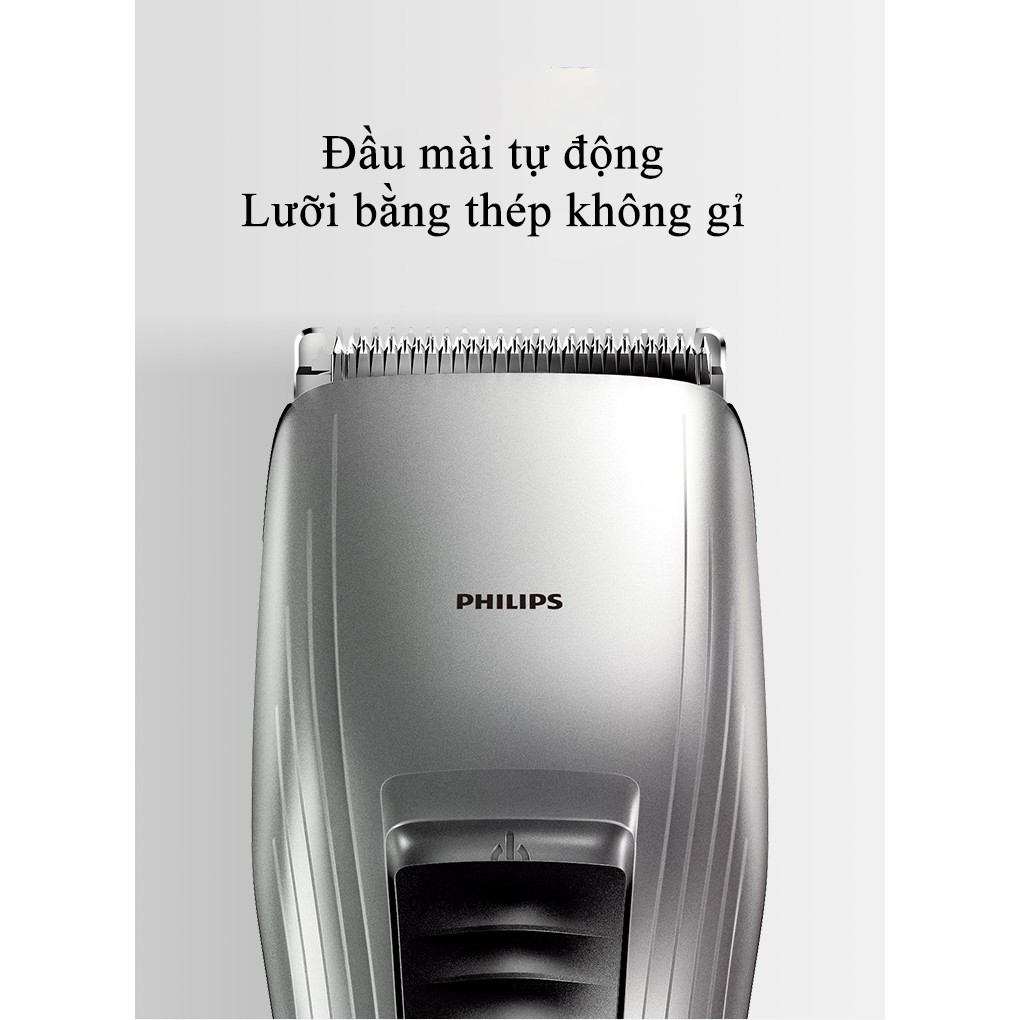 Tông đơ cắt tóc Philips QC5130 lưỡi bằng thép không gỉ chế độ tự mài, dùng cho cả trẻ em và người lớn