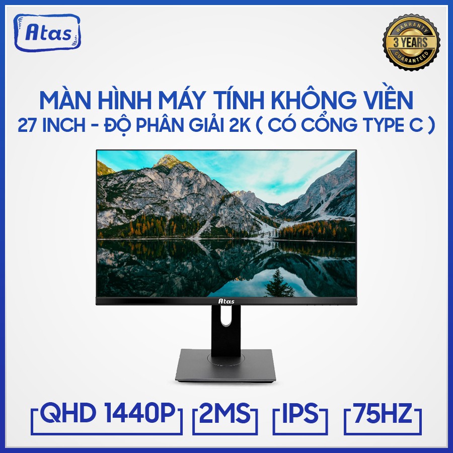 Màn hình 27 inch 2K Gaming ATAS YD270Q - Tấm nền IPS - 75HZ