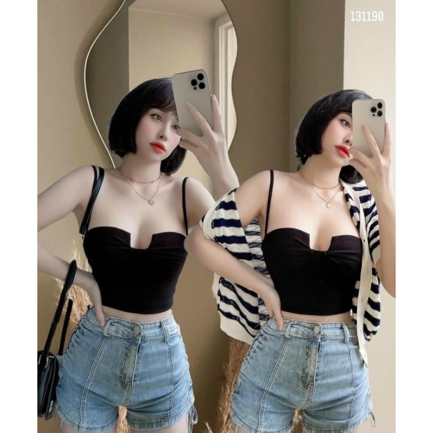 Áo 2 dây khoét ngưc Croptop siêu Hot Shop Cam Kết Hàng Y Hình Chính Chủ ( Size từ 40-53kg)