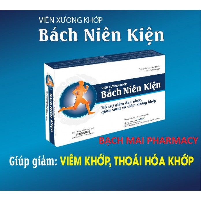 (CHÍNH HÃNG-TÍCH ĐIỂM) Viên uống BÁCH NIÊN KIỆN (Hộp 20 viên) giúp giảm viêm khớp, thoái hóa khớp