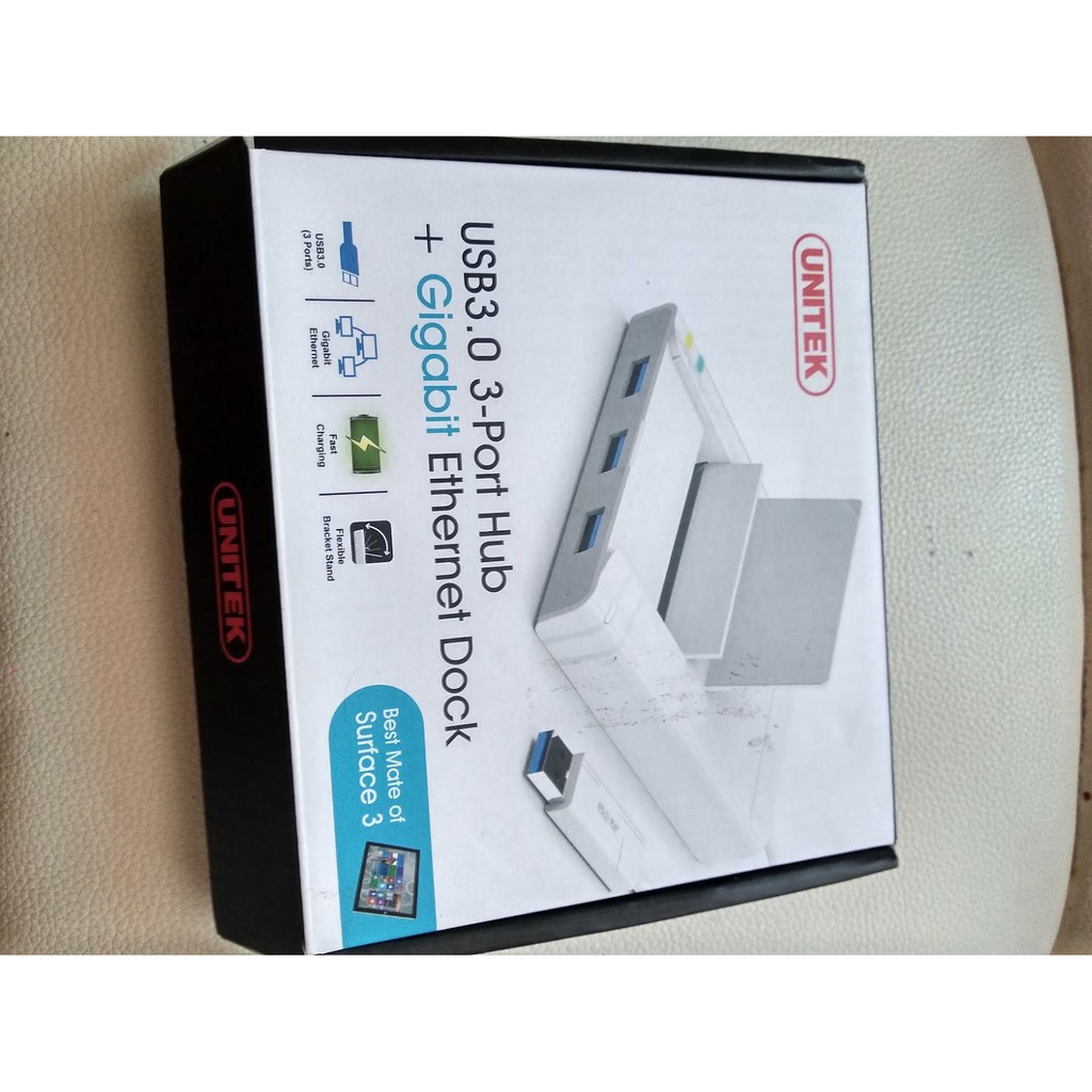 UNITEK hub USB 3.0 (3 cổng) + RJ45 1000Mbps + Dock Surface pro 3-4, MTB + Đầu chuyển OTG