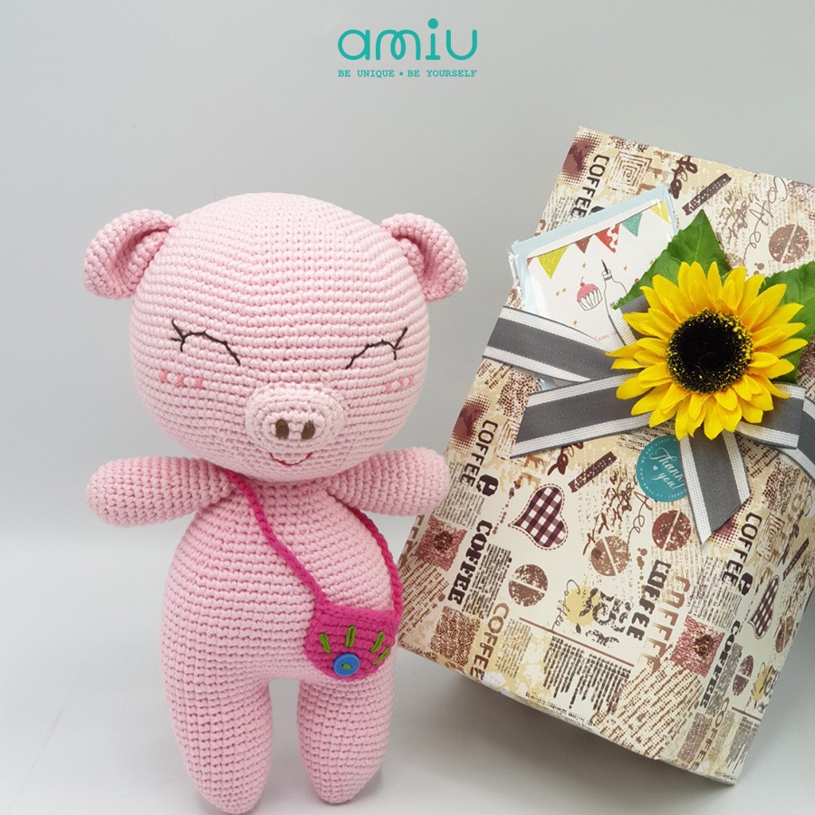 Gấu bông móc len Amigurumi cao cấp - Heo Piggie - SP000127