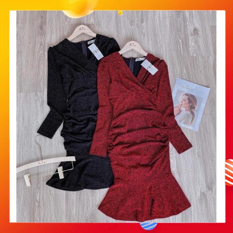 Váy Len Nhủ Nữ, Đầm Cổ Đắp Chéo Tay Dài Đuôi Cá 2 Lớp Vải Mềm Cực Êm Form Body Siêu Tôn Dáng. | BigBuy360 - bigbuy360.vn