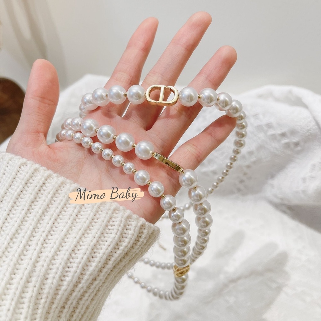 Vòng cổ chocker ngọc trai nhân tạo chữ CD cao cấp cho nữ, cho bé Mimo baby KT16
