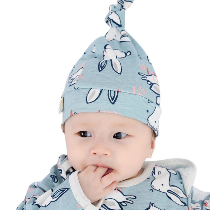 Nón ngủ thắt nút bằng cotton cho bé