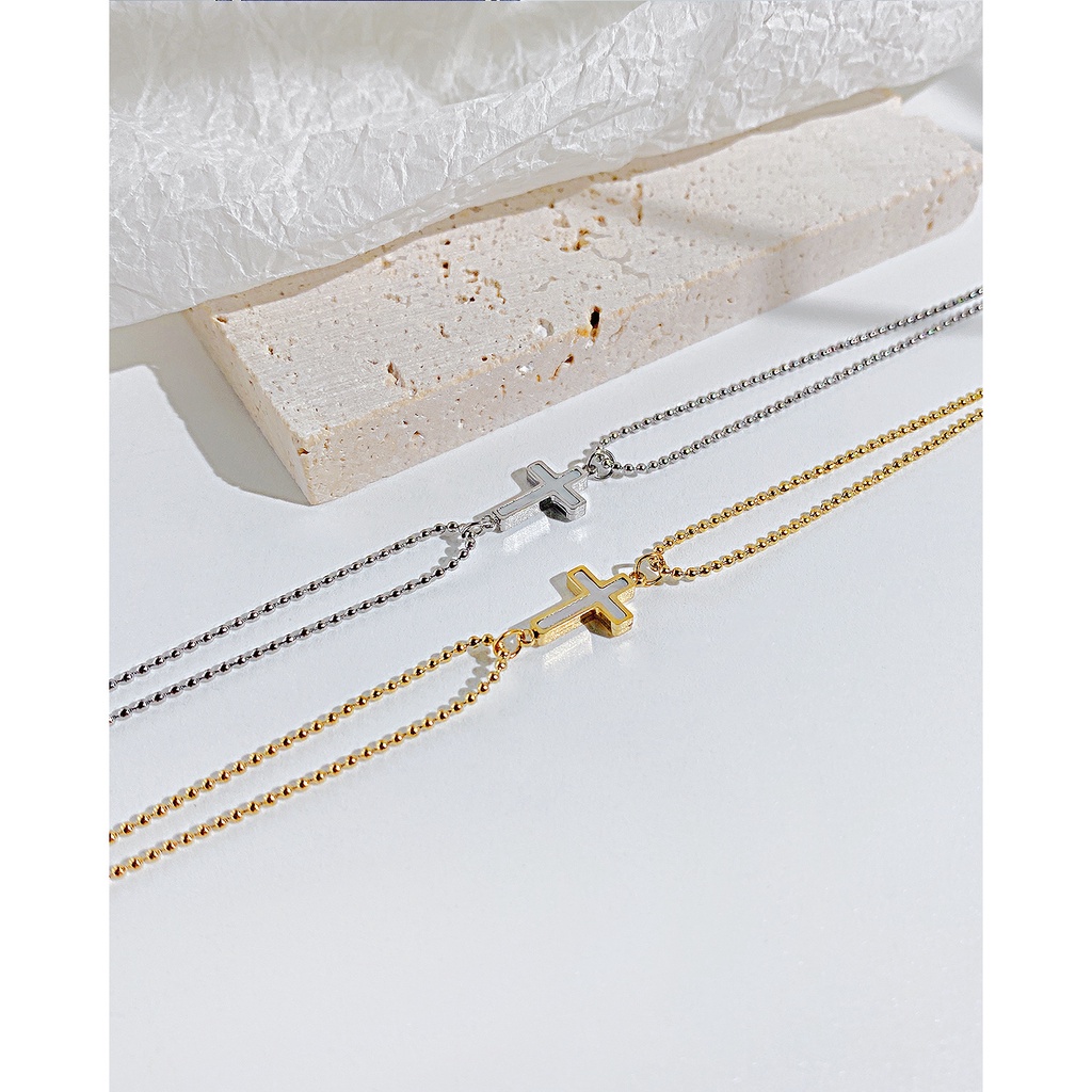 Vòng Tay Hai Lớp Bằng Thép Titan Cao Cấp Phong Cách Retro Sang Trọng