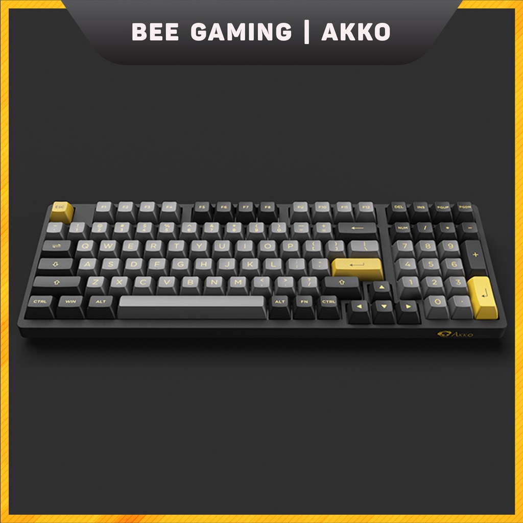 Bàn phím cơ không dây AKKO 3098N - 3098B Multi-modes Black Gold | Hàng chính hãng bảo hành 1 đổi 1