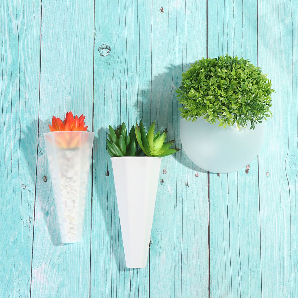 Chậu hoa treo tường bằng acrylic trong suốt/ trắng hình nón nhiều màu phong cách châu âu