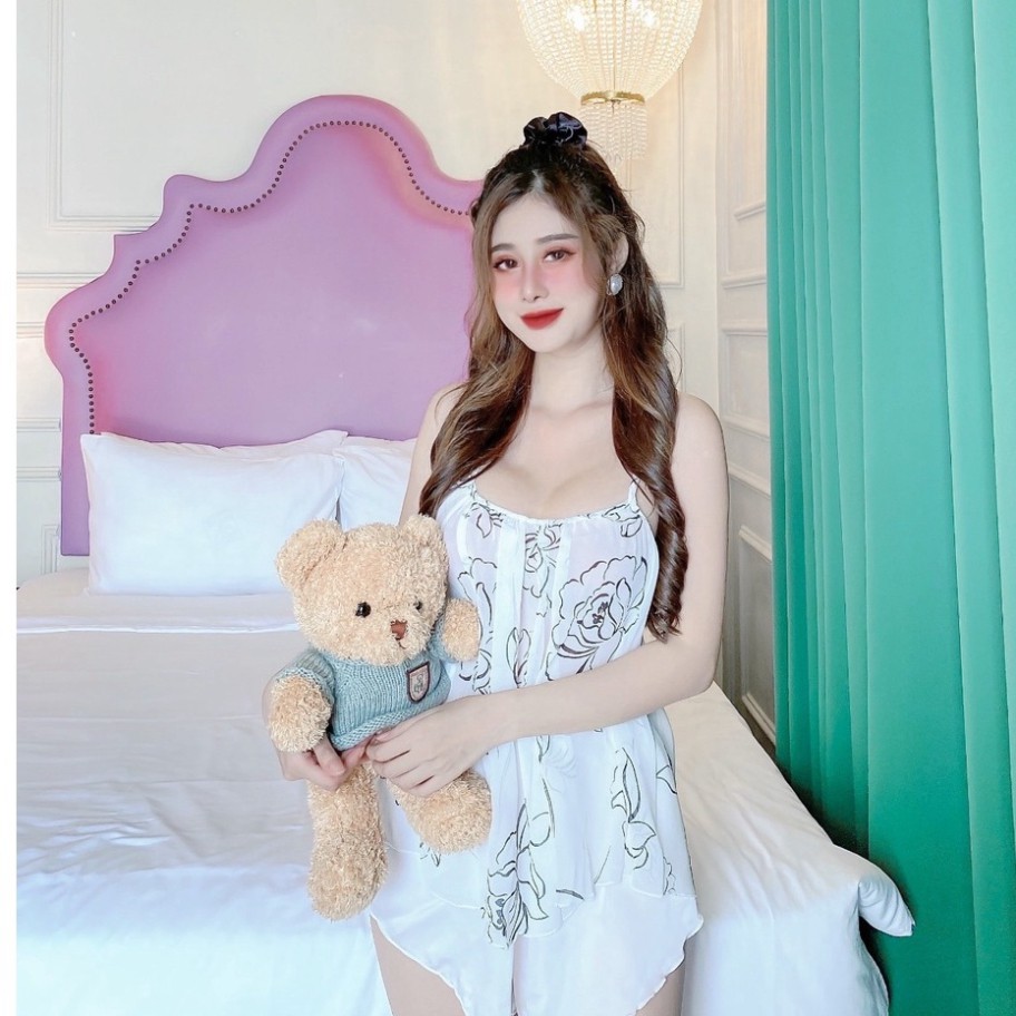 [ẢNH CHỤP THẬT] Đồ ngủ sexy nữ 🥰Free ship🥰 Bộ yếm Voan Tơ  sexy satin phối voan size <65kg Đường May Kĩ | BigBuy360 - bigbuy360.vn