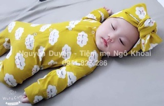[kèm hình thật] Bộ body hình mây màu vàng cho bé gái