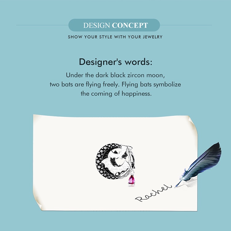 BAMOER Hạt Bạc 925 Hình Dơi Dùng Làm Vòng Đeo Tay Và Vòng cổ