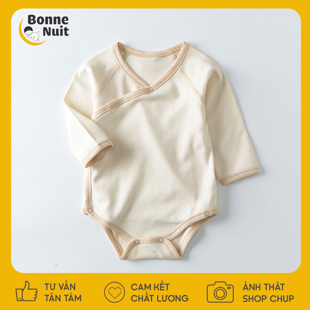 Bodysuit dài tay 100% sợi Cotton hữu cơ tự nhiên cho bé trai &amp; gái