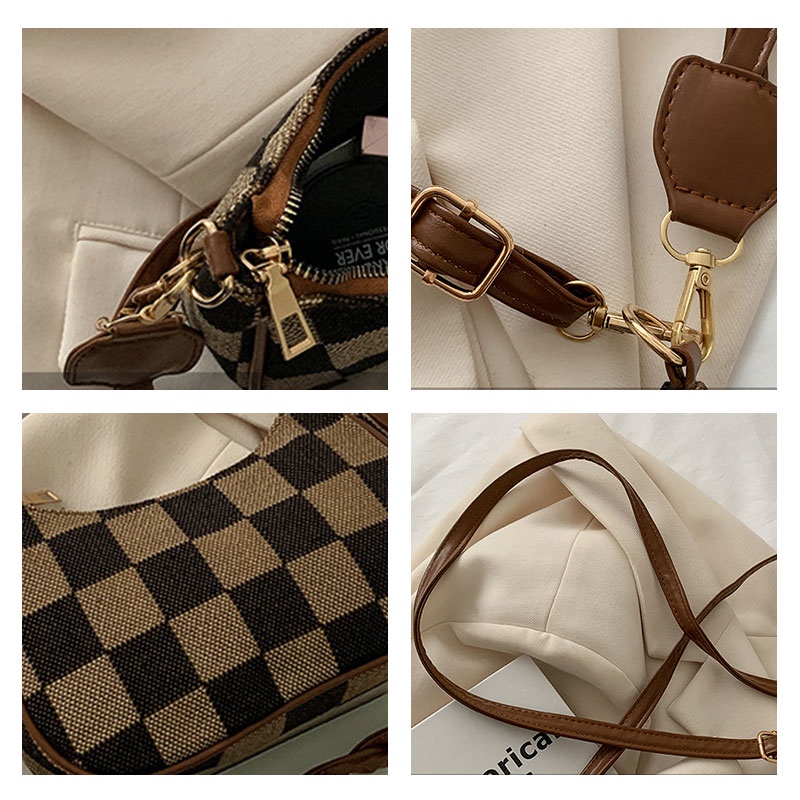 Túi đeo dưới cánh tay YADOU họa tiết sọc caro phong cách vintage thời trang cho nữ