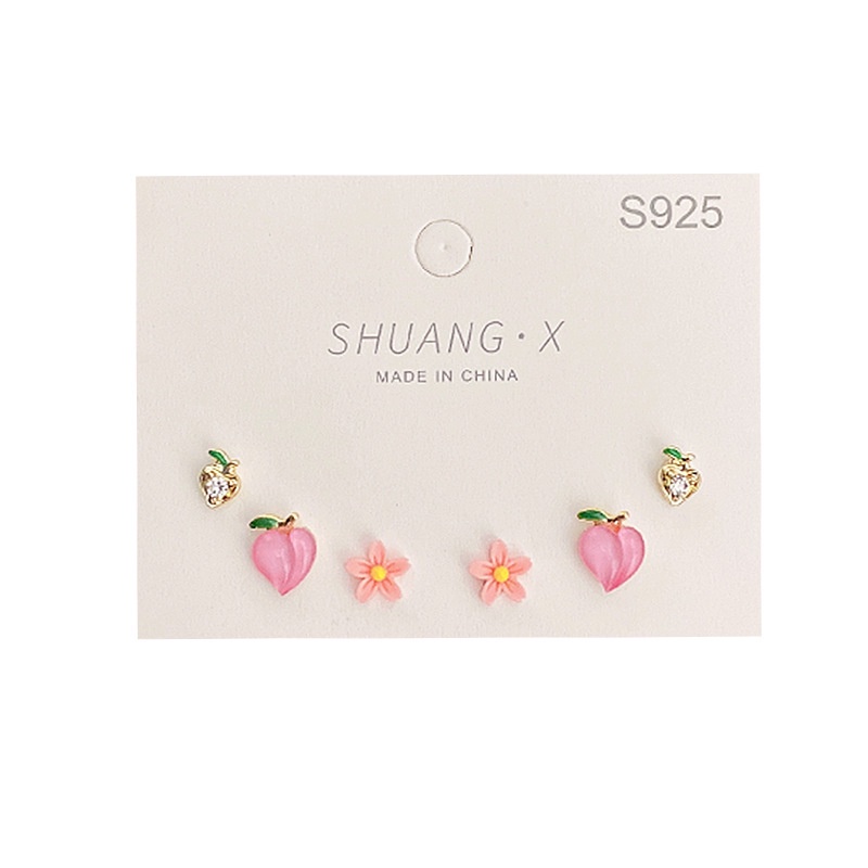 Set 3 Đôi Khuyên Tai Hình Hoa Đào Dễ Thương Dành Cho Nữ