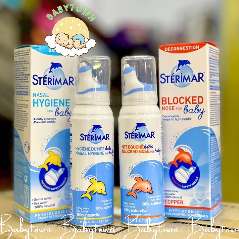 Xịt muối biển Sterimar cá heo vàng và cá heo cam vệ sinh Pháp 100ml
