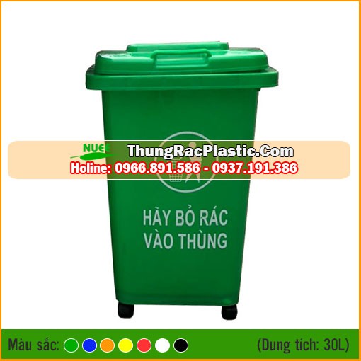 Thùng rác nhựa HDPE 30 Lít bánh xe - Loại 1